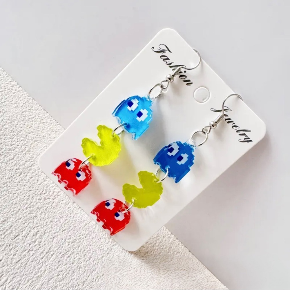 Pac-Man Ghost Earrings – Retro Arcade Gamer Jewelry